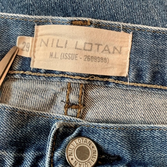Nili Lotan Mid Rise Boyfriend Cropped Jeans Button Fly Raw Hems 29 - Picture 5 of 8